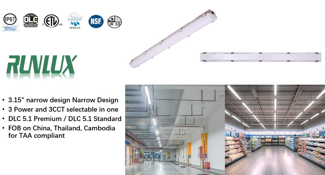 Energy-saving 2ft/4ft/5ft/8ft Tri-proof Light with 50000 Hours Lifespan and IP66 IK10