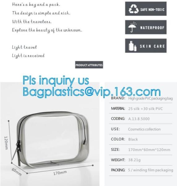 Custom personalized travel waterproof transparent clear pvc zipper toiletry bag, fashion travel clear PVC bag, HANDLE