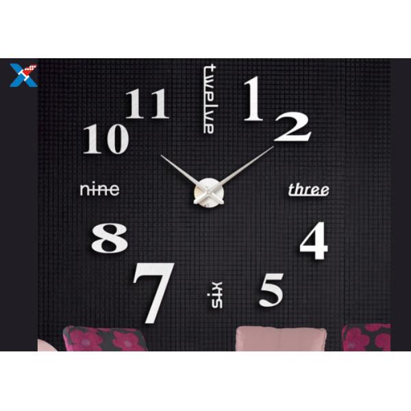 Decoration 3D Acrylic Wall Clock , Large Sticker Wall Clocks For Bedroom / Living Room