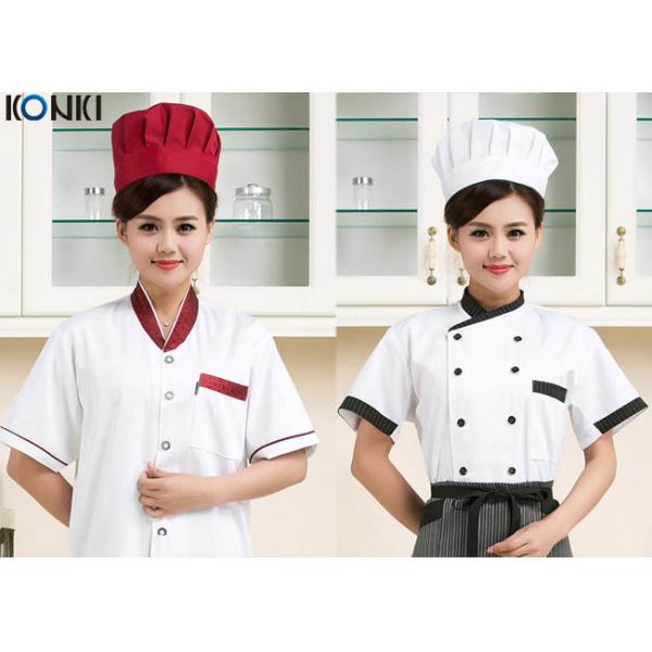 Contrast Color Men / Womens Chef Uniforms Short Sleeve For Kitchen