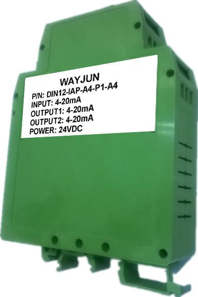WAYJUN 3000VDC isolation DC current/voltage signal splitter one in two out signal converter green DIN35 CE approved