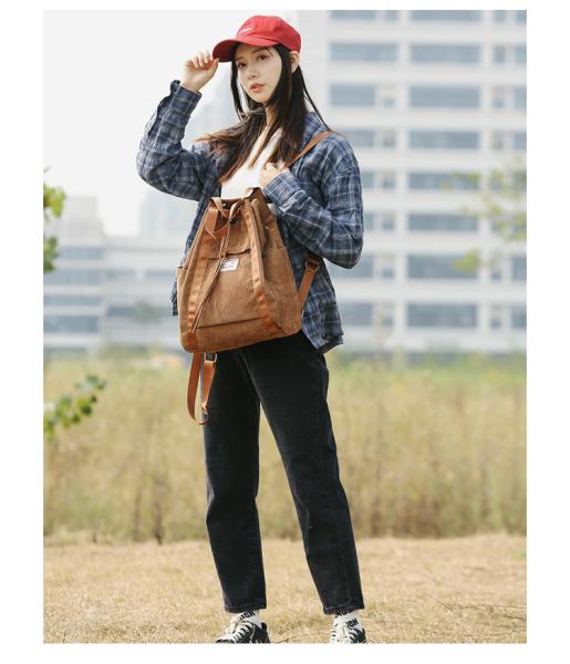 Brown Large Capacity Sport Drawstring Bag Canvas Material  30 * 42 * 14CM