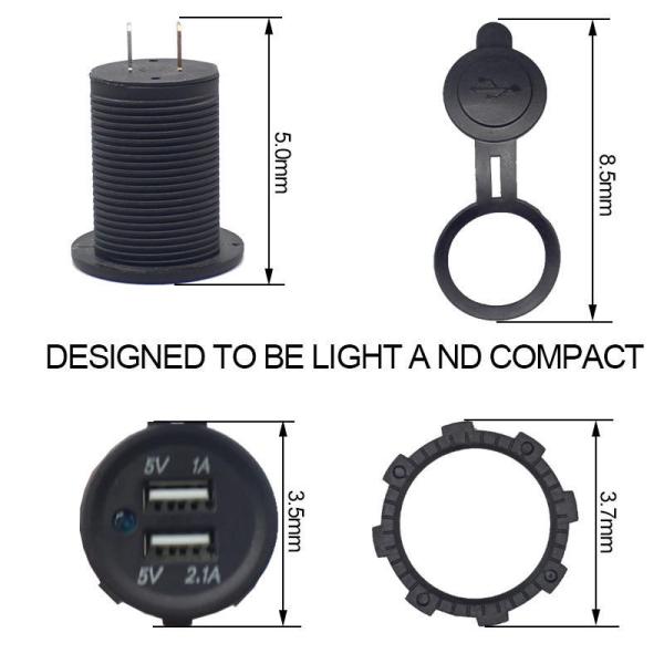 Dual USB-A 3.1A Socket Waterproof 12/24v USB Car Charger