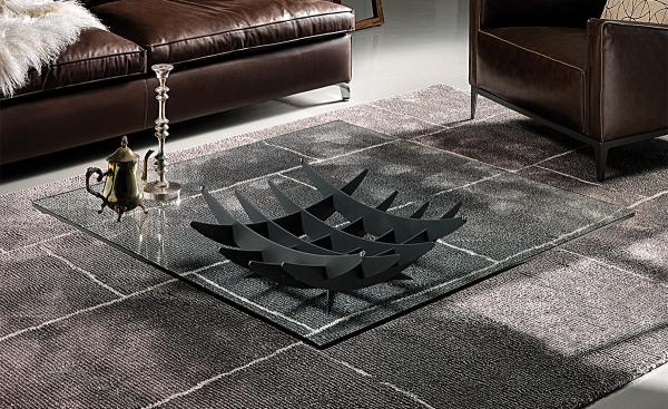 Modern Luxury Glass Stainless Steel Coffee Table Sculptured Transparent