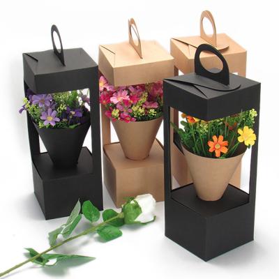Tamanho personalizado Aceito embalagem de papel Kraft Caixa de presente para flores Arranjo de buquê