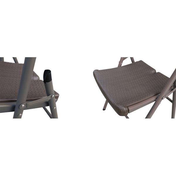 Rustproof Rattan Plastic Fold Up Chairs Powder Coated Steel 5.0cm Thickness