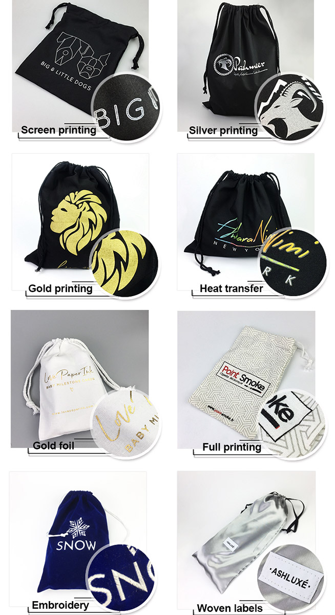 Логотип сумок Drawstring SMETA ISO14001 упаковывая изготовленный на заказ напечатал мешок бархата велюра 1C