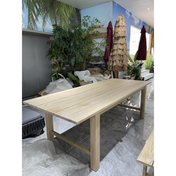 Nordic Modern Round And Rectangle Teak Outdoor Dining Table And Chairs For 10 Person