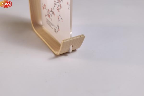 Custom L Shape 7 Inch Acrylic Photo Picture Frame with Wood Base Acrylic Frame Stand