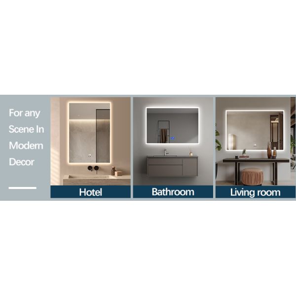Decoration Backlit Smart Mirror Antifog Bathroom Mirror Wall Mounted With LED Light