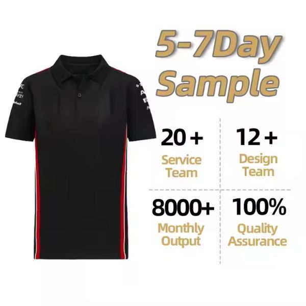 New Summer Hot Selling Oversized Multi Size Shoulder Striped Side Striped Polo Shirt F1 Racing Suit Casual Sports Poloshirt