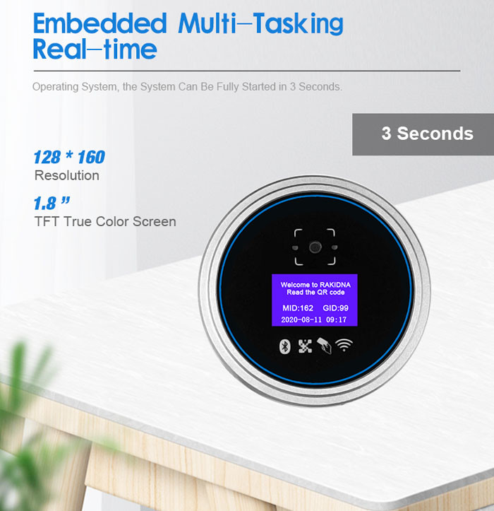 Wifi Bluetooth TFT система управления доступом UDP TCP RJ45 HTTP крытого на открытом воздухе блока развертки MIFARE ISO1443A или ISO1443B QR