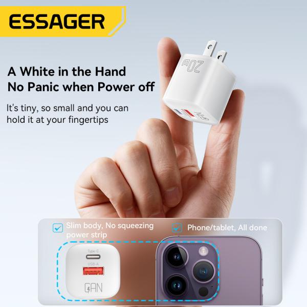 PD3.0 QC3.0 Chargeurs GaN USB A type C USB C Chargeur de téléphone 20W série ES-CD31