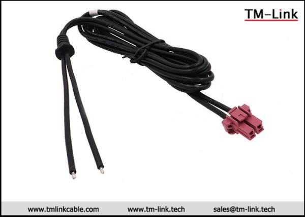 AMP 4.96mm pitch 2P housing connector 18AWG Black PVC Jacket power cable assemblies