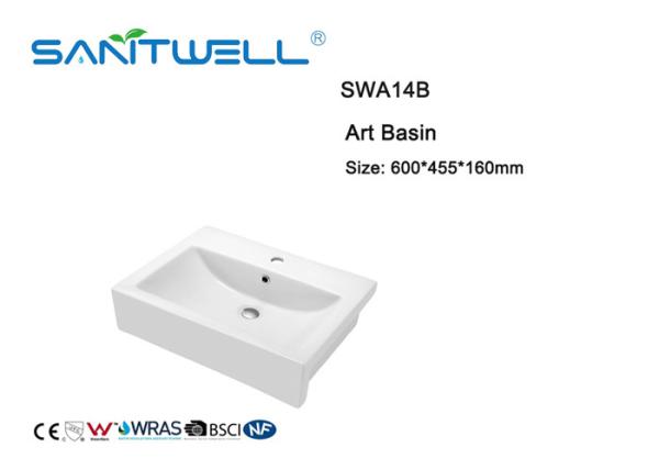 Solid Surface Bathroom Counter Top Wash Basin Ceramic Material For Hand Wash
