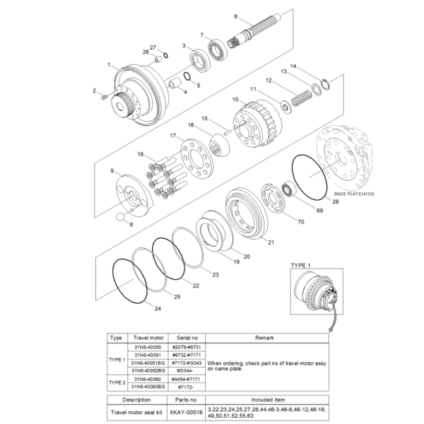 HYDNDAI XKAY-00278 Travel Motor Seal Kit For R250LC-7 R300LC-9A  R320LC-9  R340L