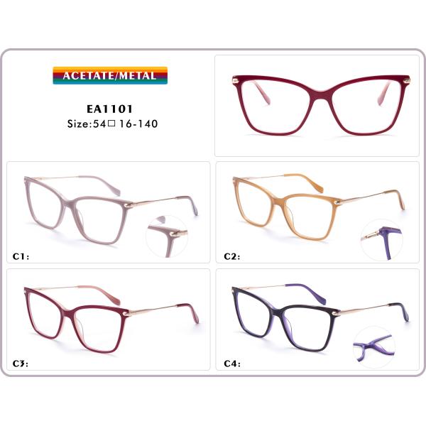 Cat Eye Women Computer Glasses Acetate Metal Spectacle Frame