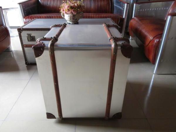 Aviator Side Table Aluminium Two Drawer Storage Coffee Table bedside Chests Industrial Travel Trunk Cabinet