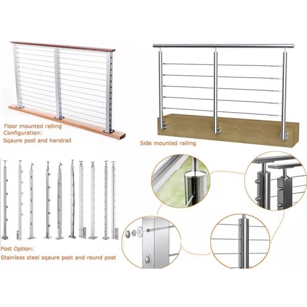 Перила балкона террасы поручня океана, на открытом воздухе перила кабельной проводки поручня