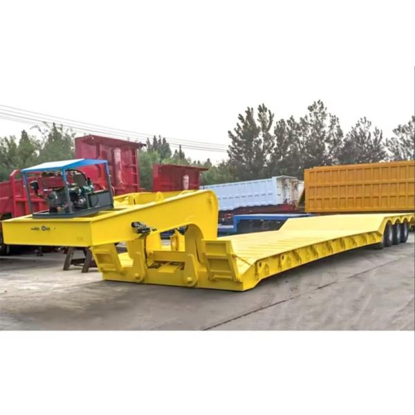 Tri Axle 80ton Lowboy Semi Trailer Detachable Gooseneck Lowbed Trailer For Tanzania