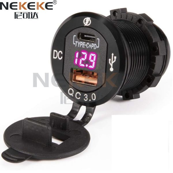 Waterproof Marine Power Socket with QC3.0 Fast Charging and ABS Material for 12V/24V Vehicles
