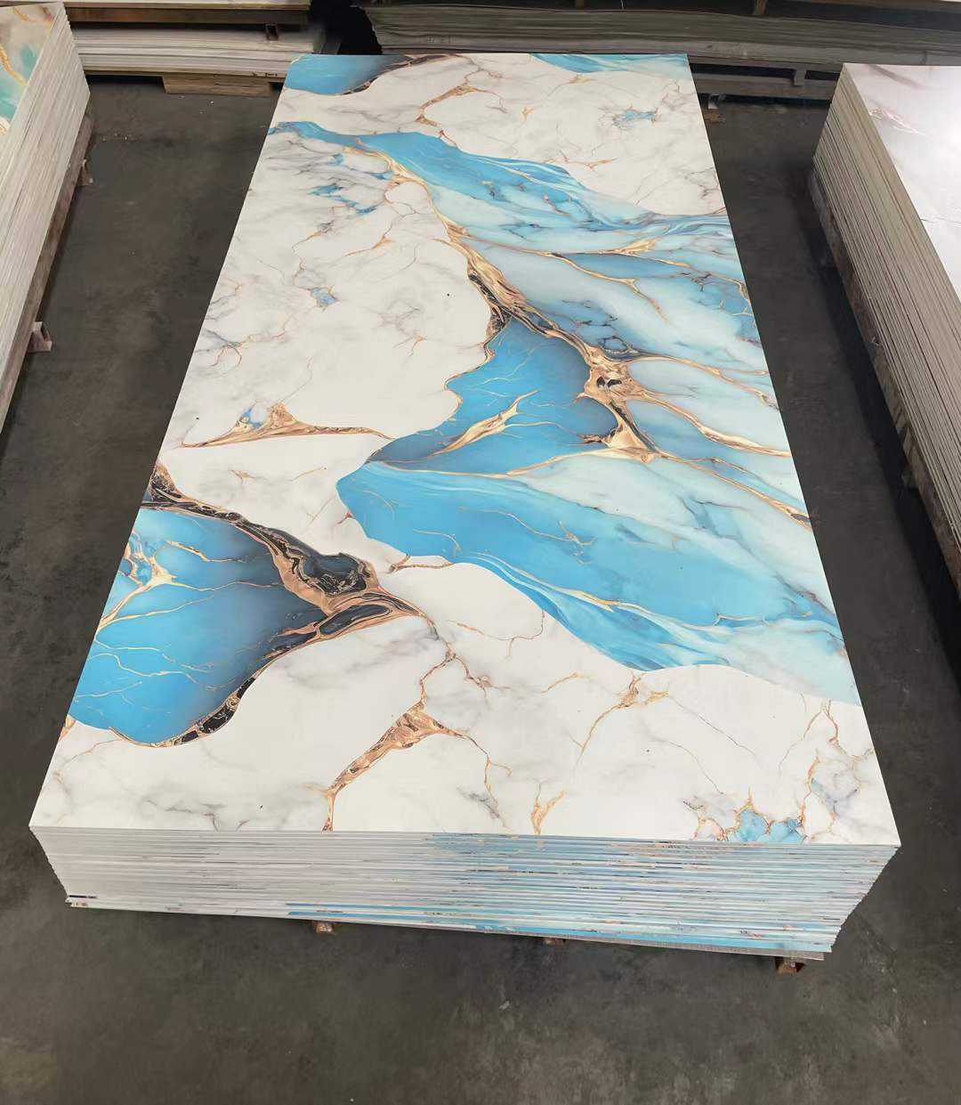 Factory Direct 1220x2440mm Fireproof Faux Marble UV Coated PVC Wall Board Sheet Waterproof Wall Cladding Panel Interior