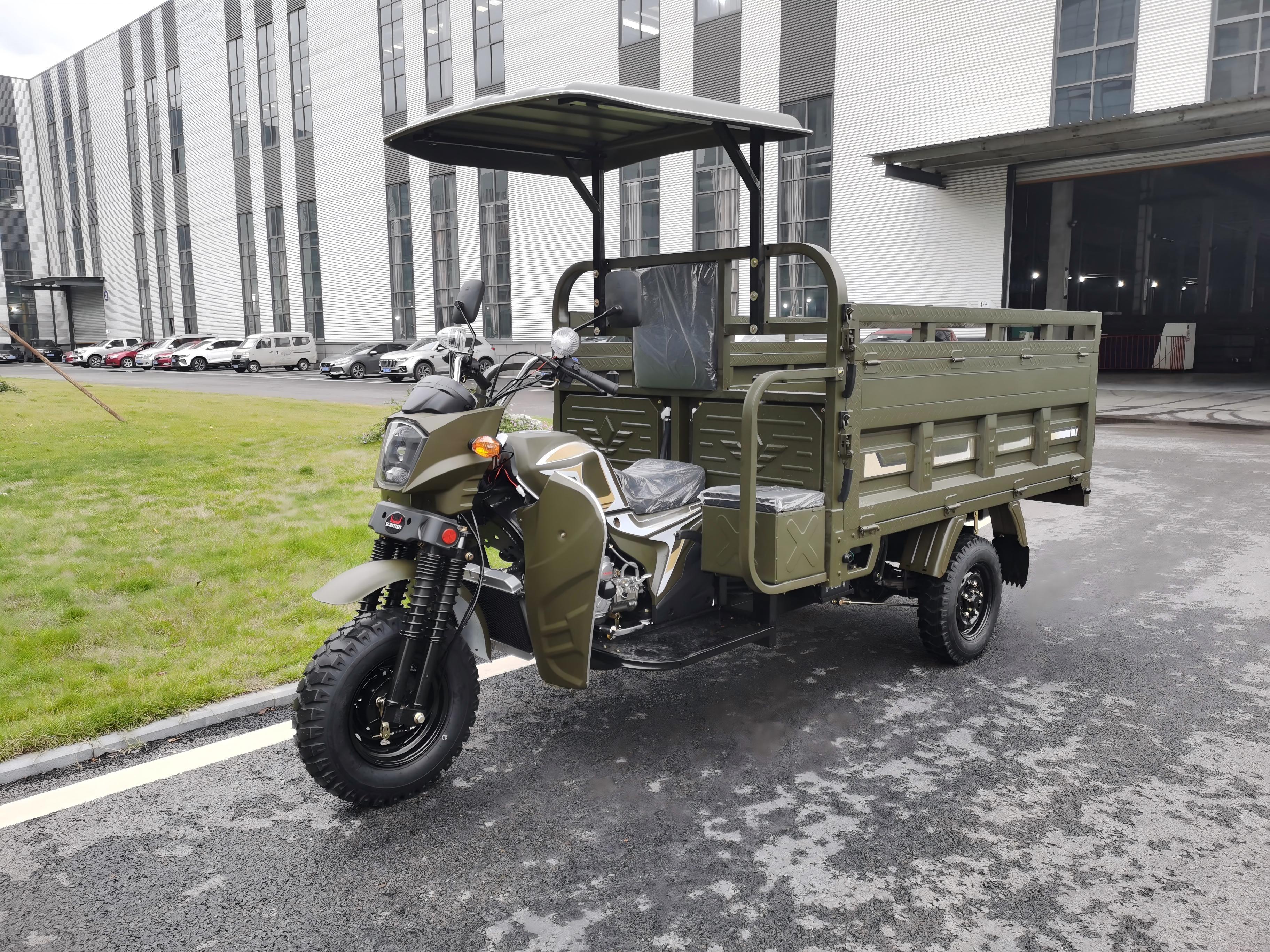 Gasoline 250cc Air-Cooled Cargo Tricycle, Q5 Headlight Model with Canopy, 2.2m