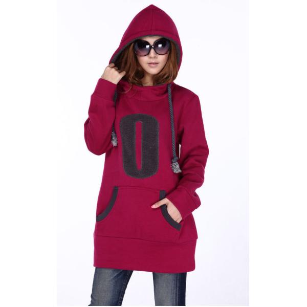 Длинние дамы/фуфайки женщин с капюшоном, хлопок 2 карманн