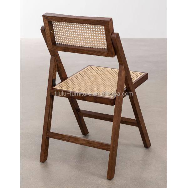 Restaurant Hotel Nordic Modern Natural Rattan Foldable Solid Wood Dining Chair for Dining Room Furniture