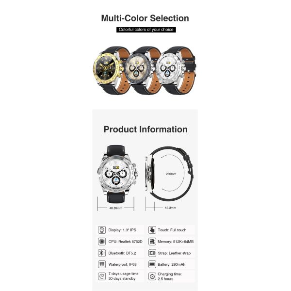 Eraysun Premium AW13 Business Smart Watch 1.28 Inch Waterproof Touch Screen Smart Watch for Men Sport Smart Watch