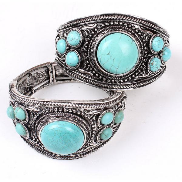 SZ6007 Nepal vintage jewelry alloy plated antique silver turquoise bracelet