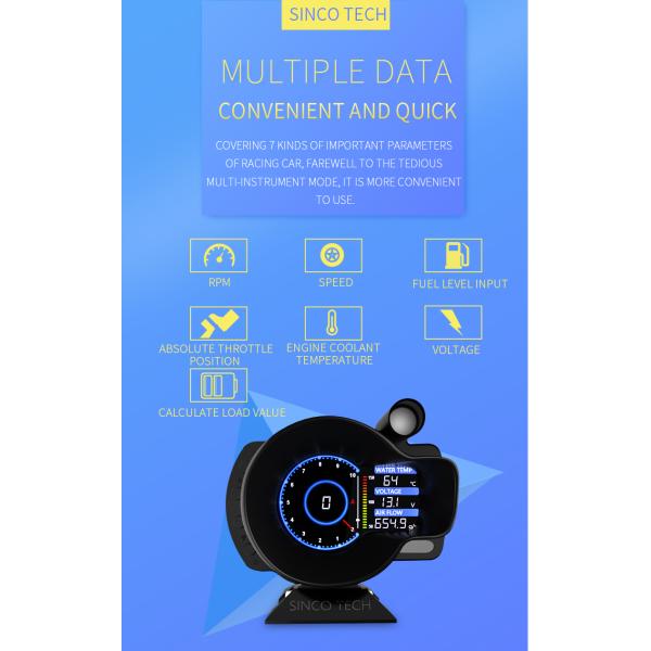 Тахометр экрана двойника Hud OBDII автомобиля датчика Do916 OBD2 многофункциональный