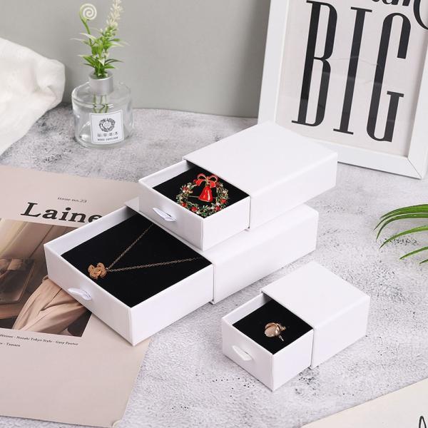Black Paper Jewelry Box With Drawers Cardboard Ring Necklace Box Packaging