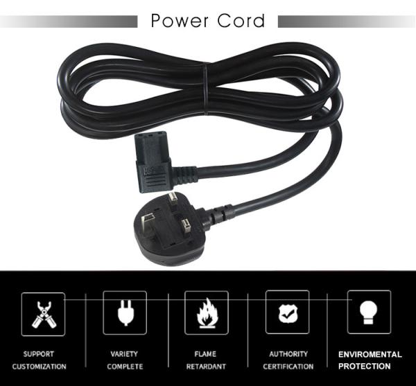1.5M UK BS1363 to IEC C13 Right Angle Power Cord Pure Copper