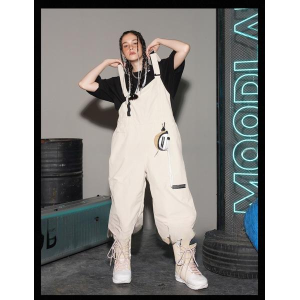 Full Pressure Glue Oblique Collar Solid Color Heated Suspender Pants for Winter Skiing