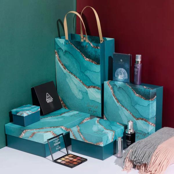 Luxury Wave Gilded Cosmetic Gift Box Customizable Packaging