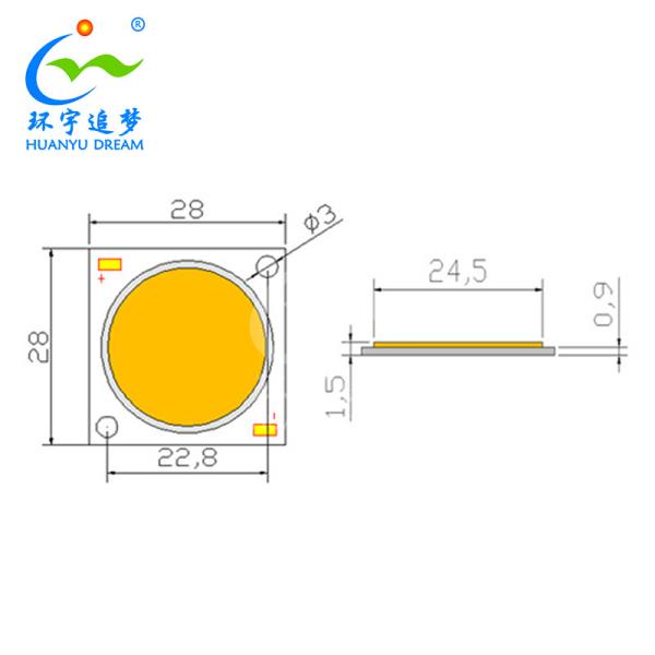 Free Sample 2825 Direct COB LED Chip Available Factory 0.5W 18V 2700K Soft Warm White 65-70lm Ra90 3-Year Warran