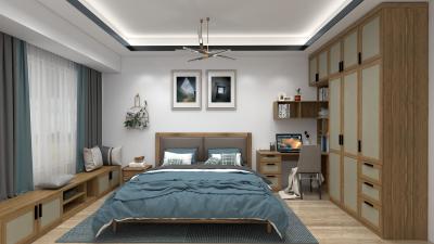 Modern Design Of Bedroom Furniture In Wall Closet And Open Door Wardrobe Cabinet With Home Office Reading Desk Table