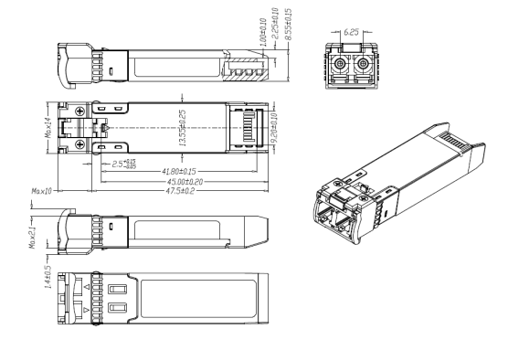 SFP 850nm MMF Transceiver Module 300m OM3 LC For Juniper EX-SFP-10GE-SR