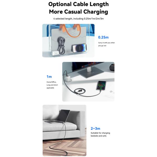 ESSAGER ES-X45 Serie USB C a C Cable de carga rápida 100W 1m 2m 3m