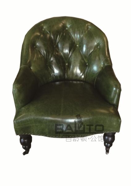 luxury old style green leather night club single sofa furniture,#XD0064