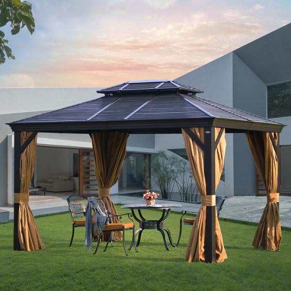 Aluminium Frame Windbreaks Waterproof Gazebo Canopy With Hardtop 3*4m