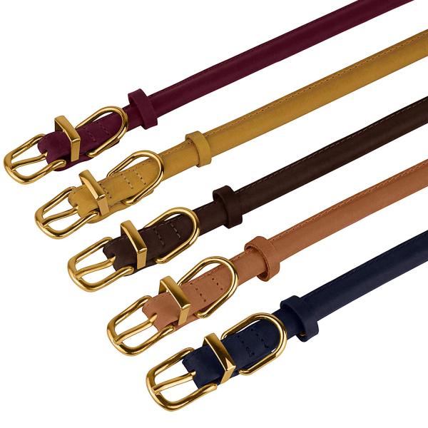 Handmade Leather Rolled Rope Dog Collars For Small Medium Large Dogs Puppy Cat