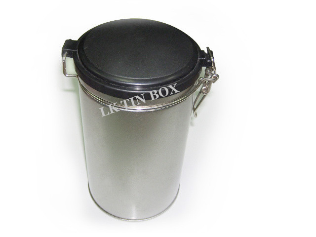 Custom Logo PMS Brown Tea Tin Can Storage With Plastic Lid / Metalwire No Harm