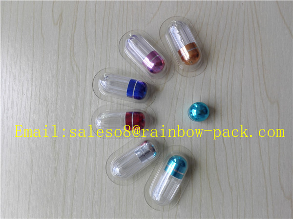 Botella de medicina pequeña vacía Botellas de píldoras de plástico con tapa roja / azul / púrpura