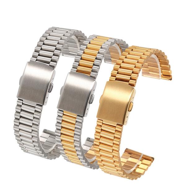 OEM 22mm Stainless Steel Watch Band RoHS Gold And Silver Watch Strap