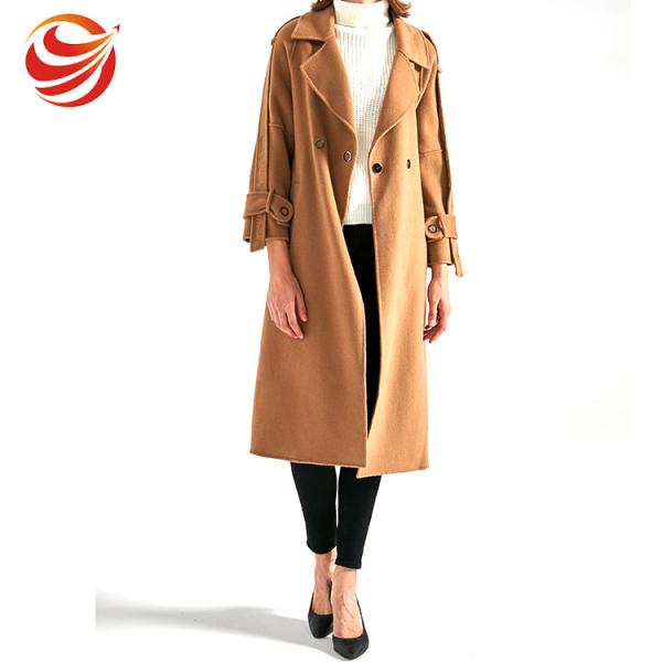 Camel Wool Women's Casual Winter Coats Long Style Fashionable LOW MOQ