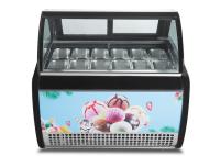 12 cacerolas curvaron el refrigerador de cristal de la exhibición de Gelato del congelador de la exhibición del helado