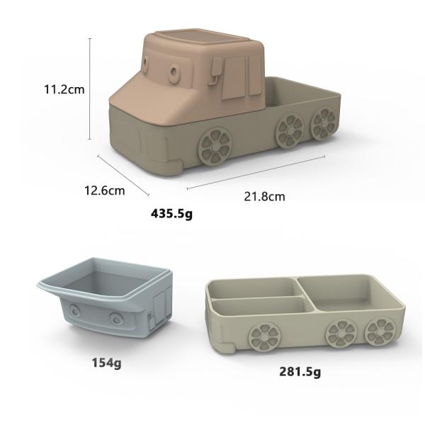 Cartoon Cute Silicone Suction Plate Car Shape For Baby Eating Food