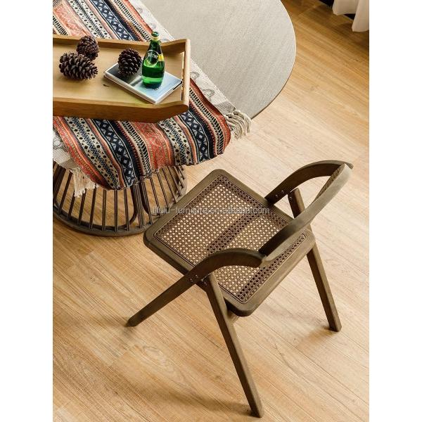 Stylish Morden Dining Fruniture Wooden Chair with Durable Rattan Seat and Back